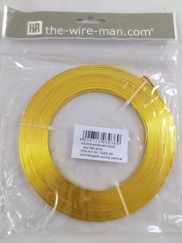 Aluminium wire flat 5mmx10m. sunny yellow